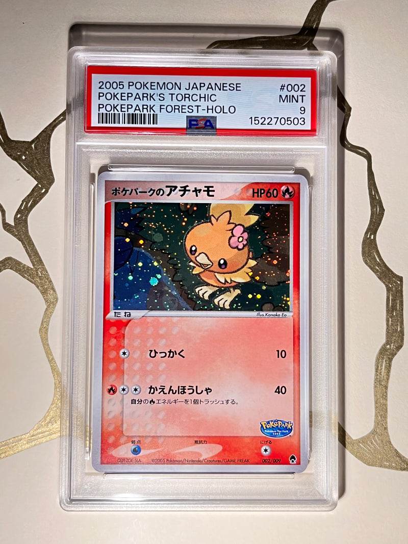 Torchic Holo PokePark Forest 002/009 — carte Pokémon japonaise gradée PSA 9