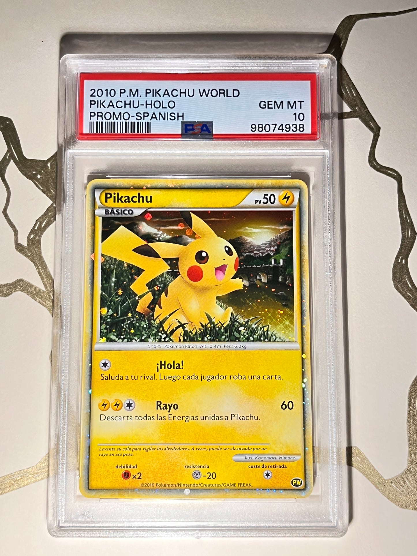 Pikachu Holo PW Promo Espagnol — carte Pokémon japonaise gradée PSA 10