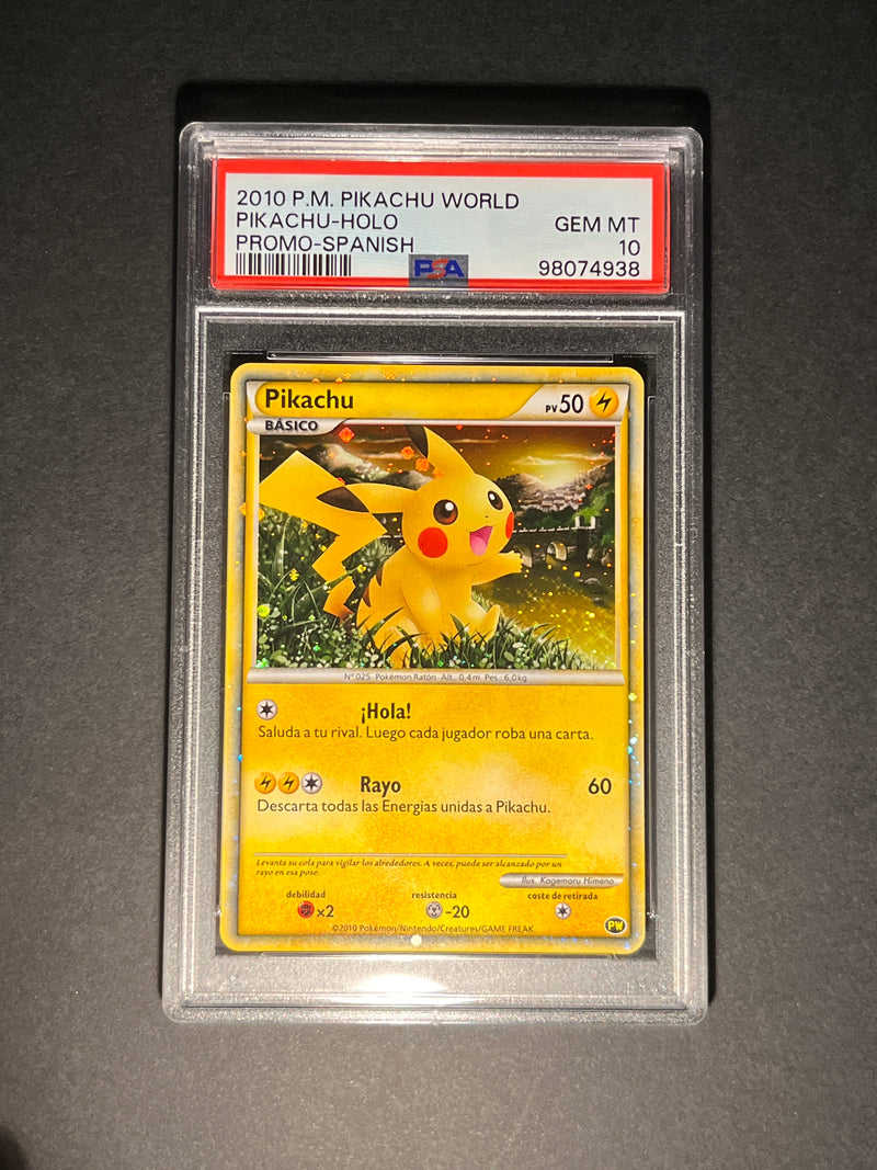 Pikachu Holo PW Promo Espagnol — carte gradée PSA 10 (verso)