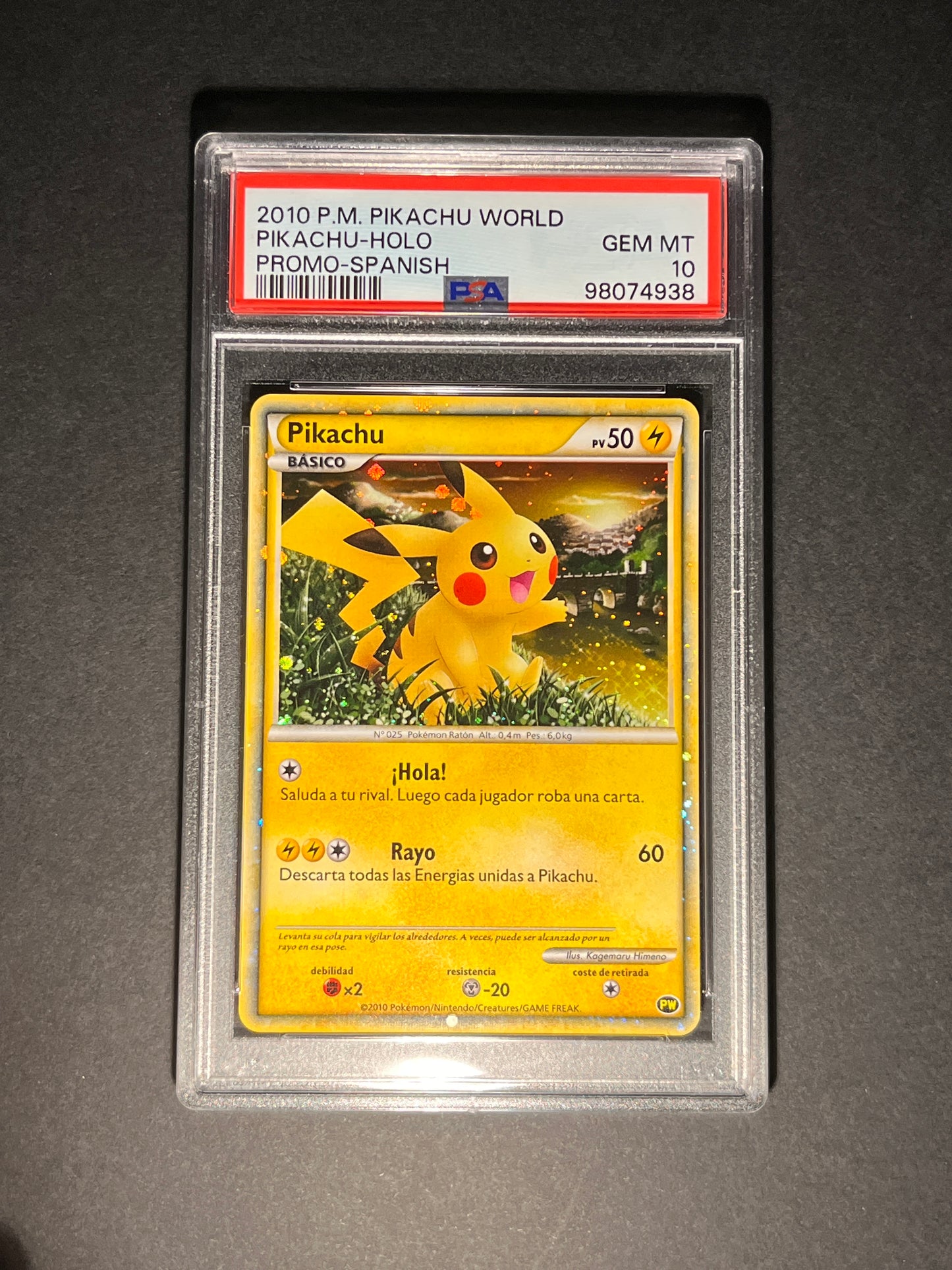 Pikachu Holo PW Promo Espagnol — carte gradée PSA 10 (verso)
