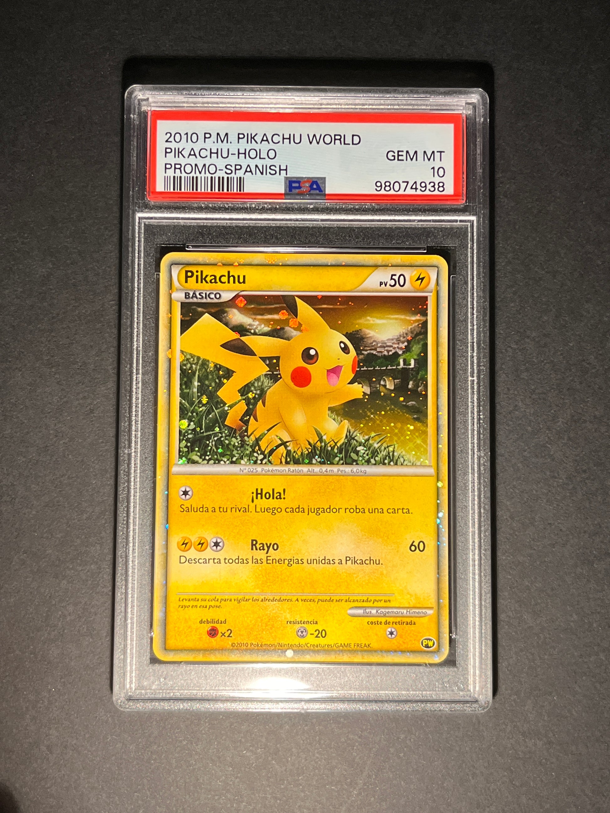 Pikachu Holo PW Promo Espagnol — carte gradée PSA 10 (verso)